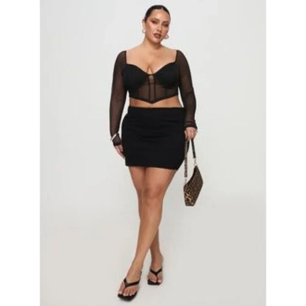 Princess Polly Maranta Long Sleeve Top Black Curve Size 14 - Picture 6 of 8